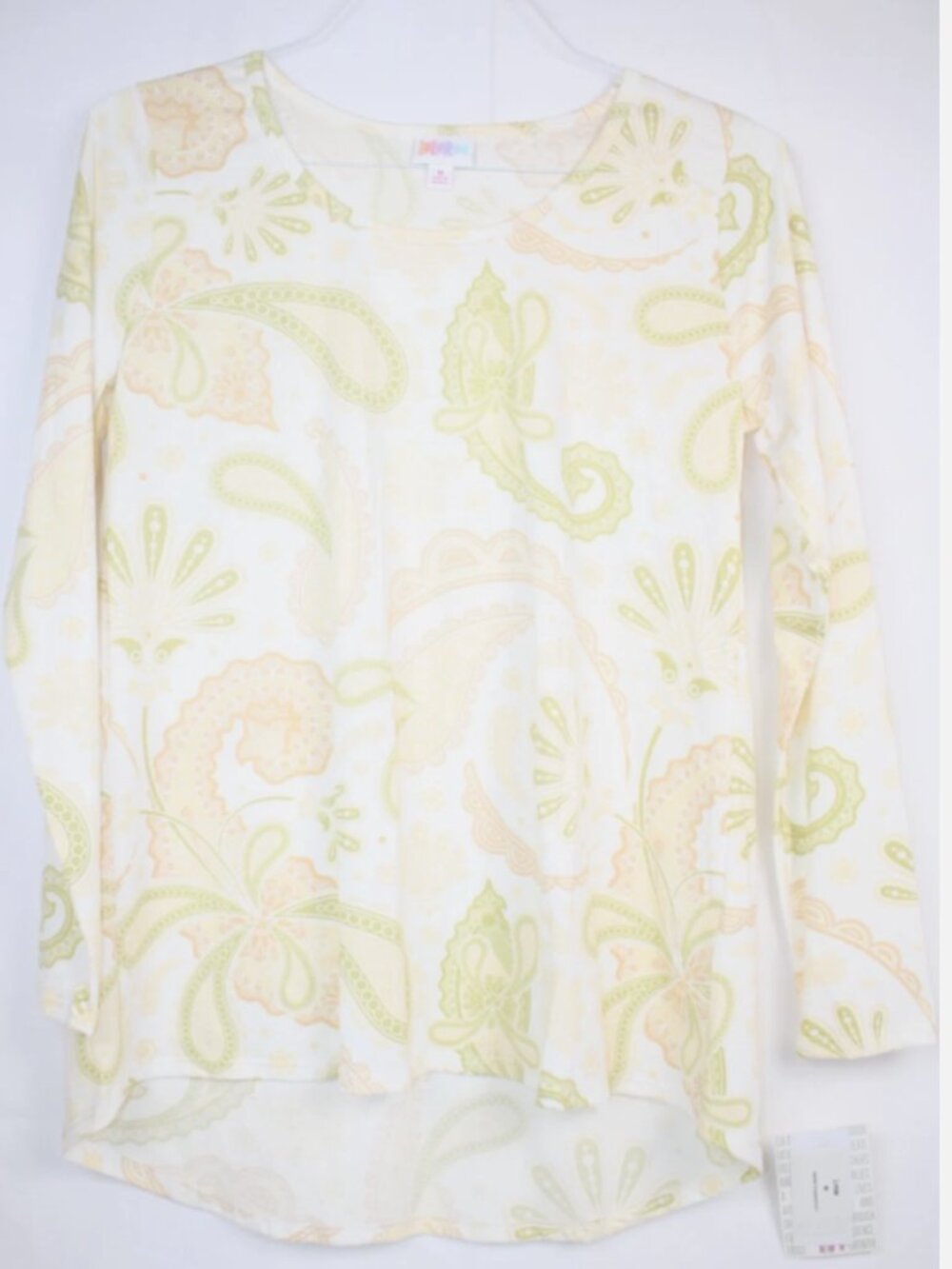 LuLaRoe LYNNAE Women's Shirt Top NWT Size M Medium White Yellow Paisley Flowers